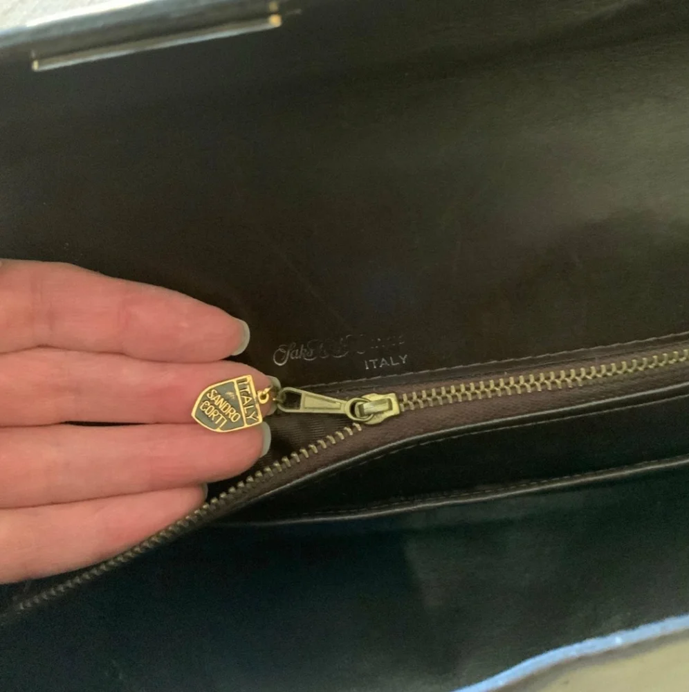 🦄 Vintage Made in Italy Boxcalf 32 Retourne Style Top Handle Lock Bag - Picture 5 of 16